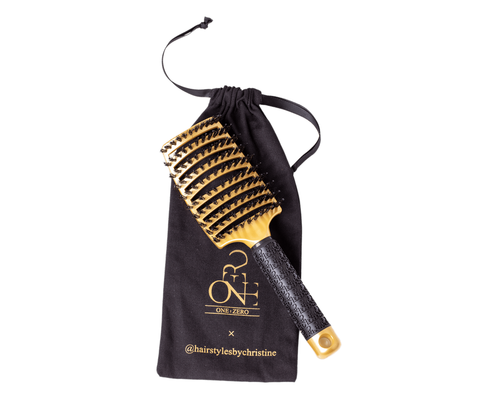 Hair comb in gold color with a fabric storage pouch
