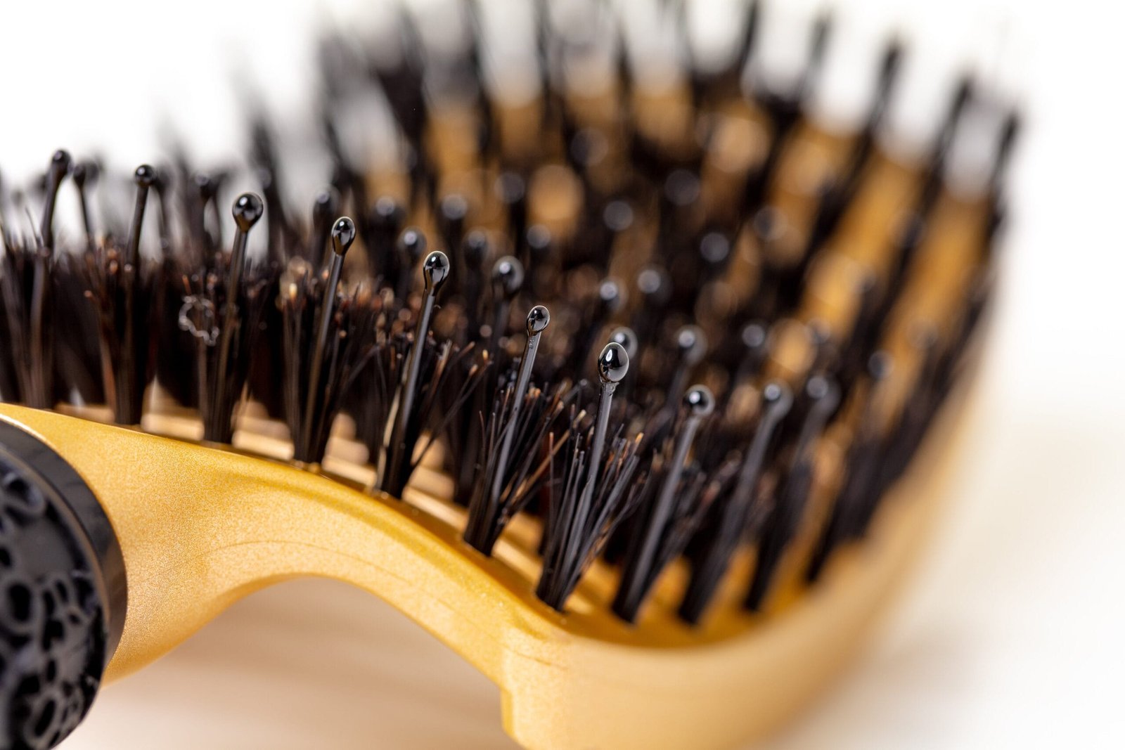 Close-up of hair comb bristles