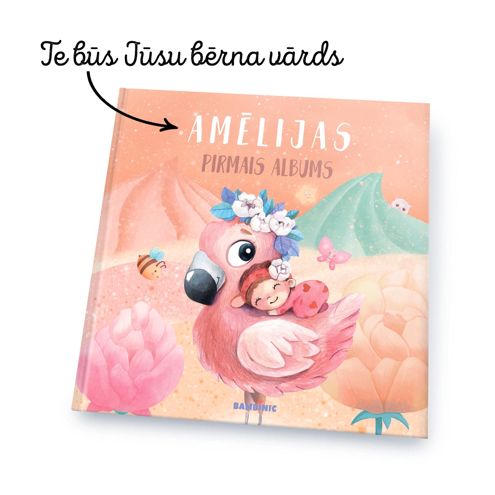 Album cover with an indication where the child's name will be printed