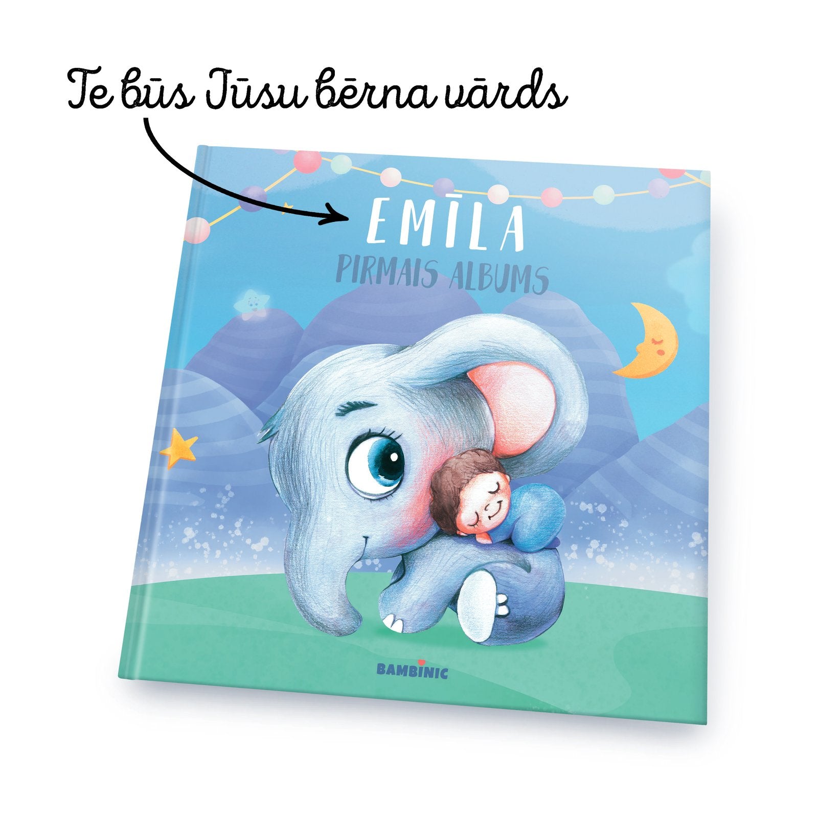 Album cover with an indication where the child's name will be printed