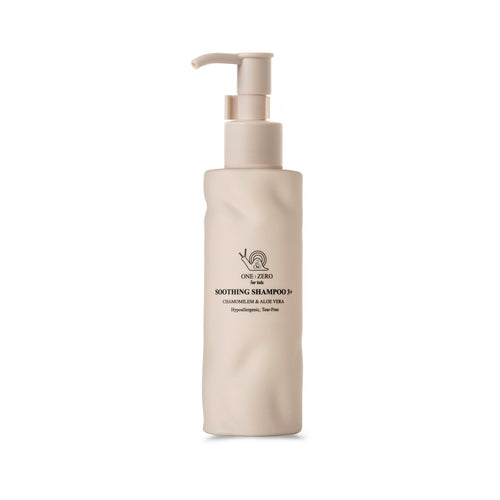 Children's shampoo with chamomile and aloe in a sand-colored bottle