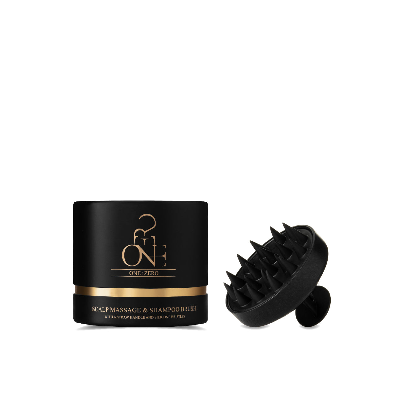 ONE:ZERO scalp massage brush with silicone elements and scrub