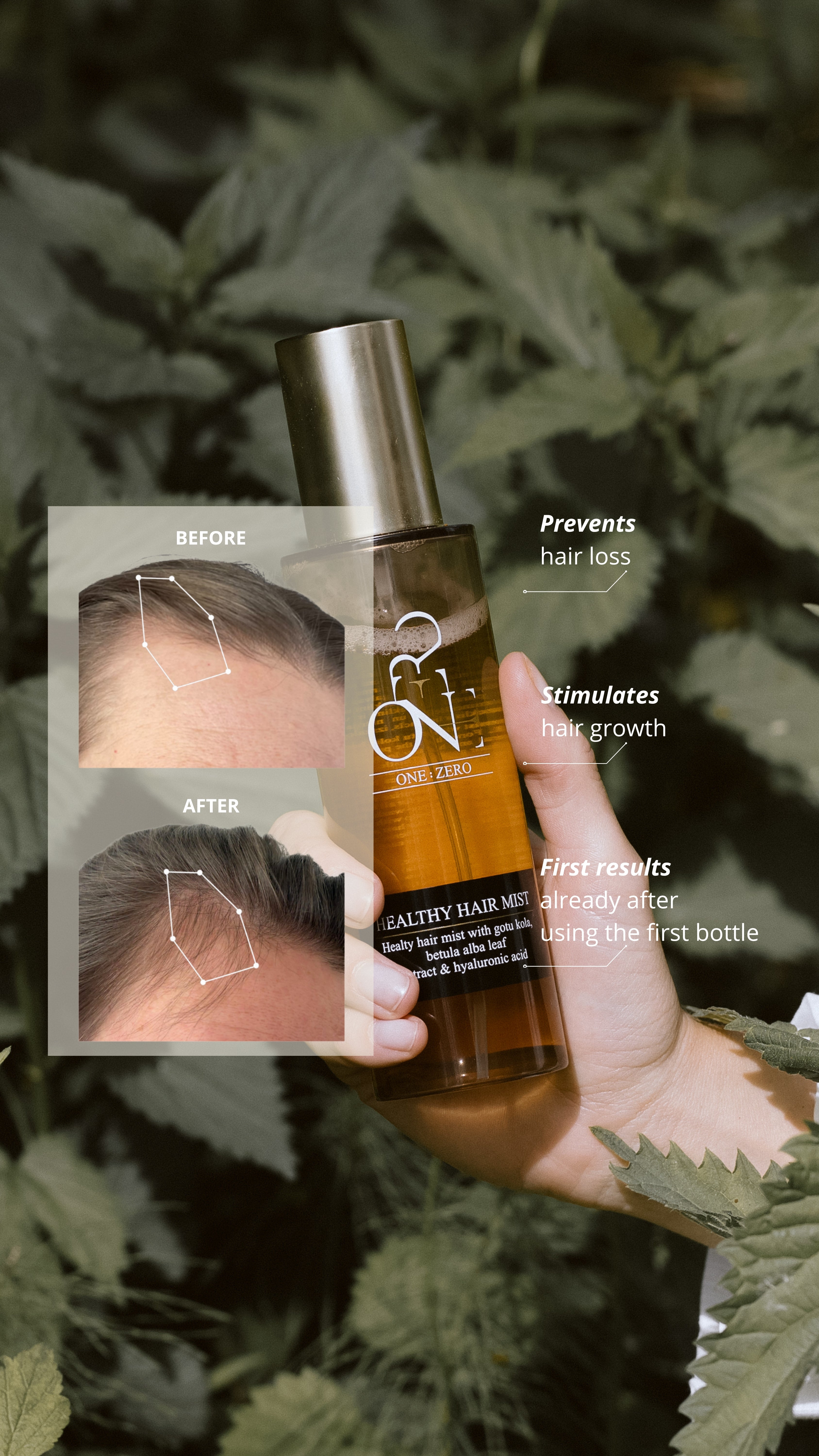 [en] Healthy Hair Mist: prevents hair loss, stimulates hair growth, first results after the first bottle