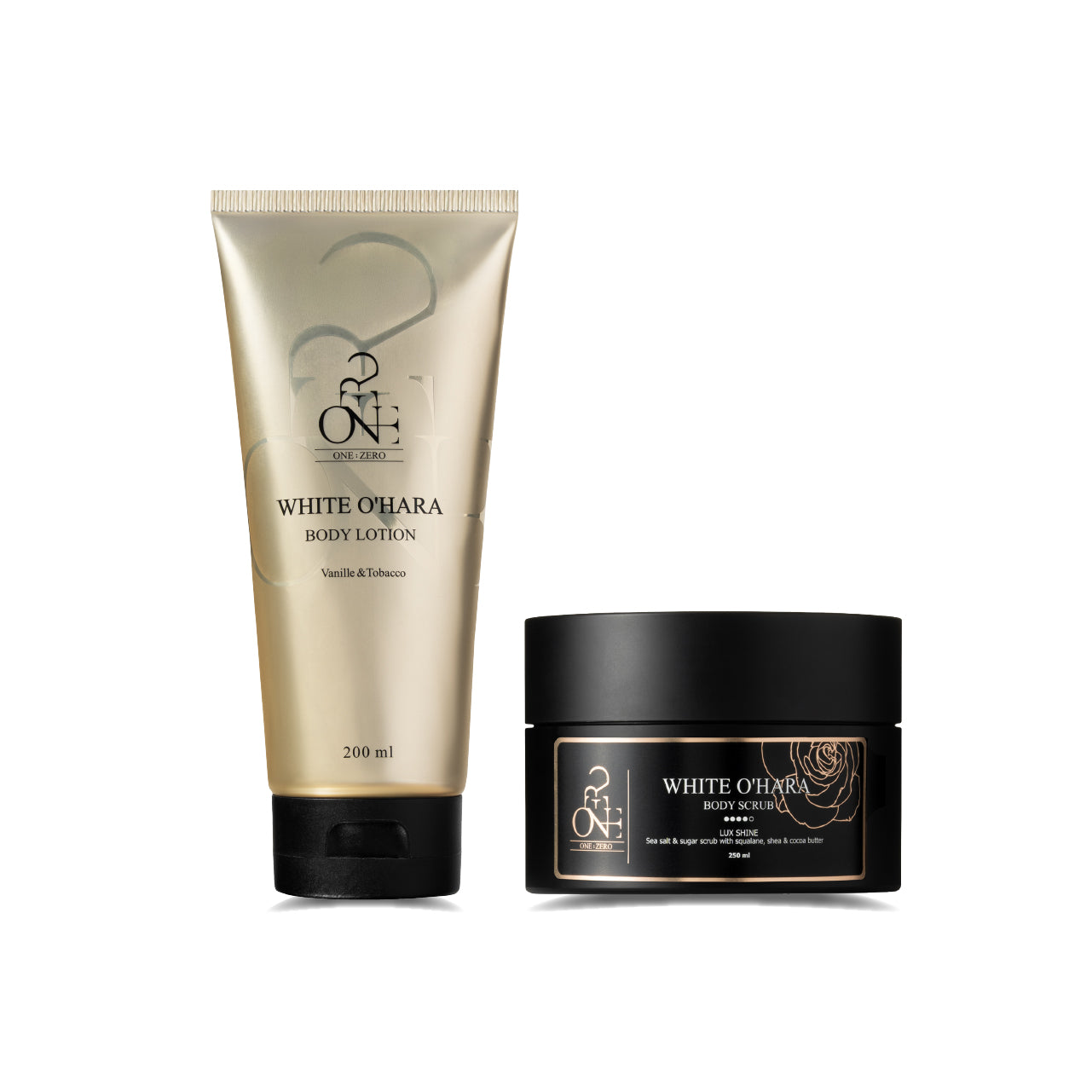 Body care set "White O'Hara": lotion and scrub