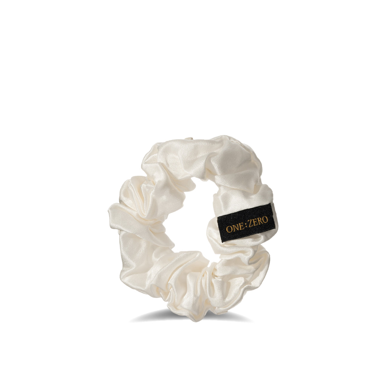 White silk hair scrunchie, size L