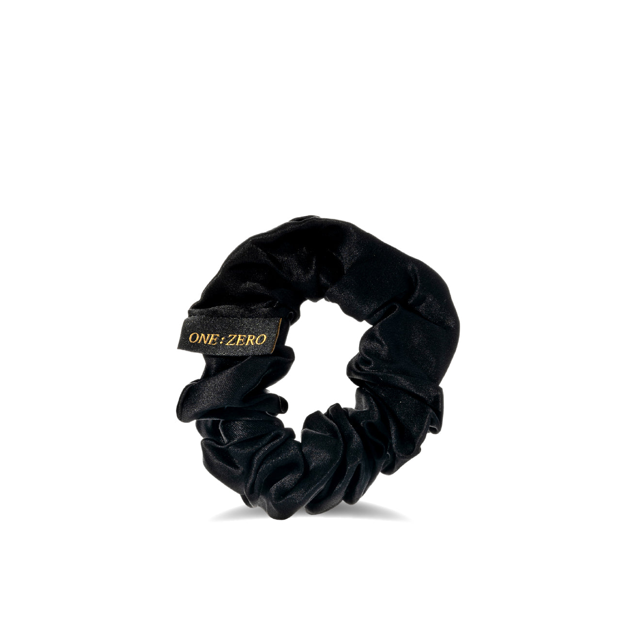 Black silk hair scrunchie, size L