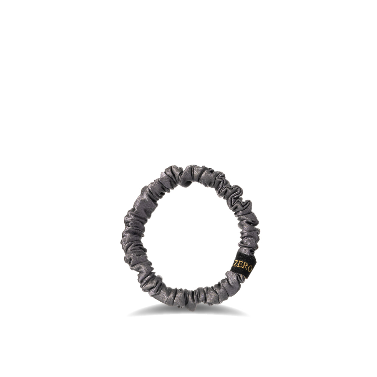 Narrow gray silk hair tie, size M